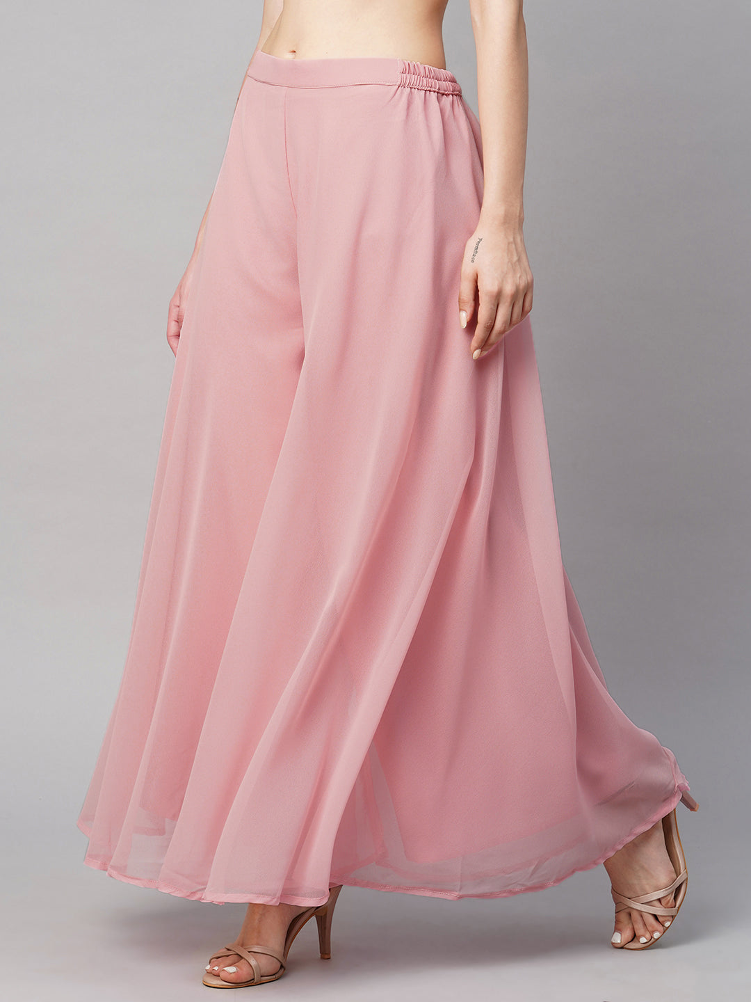 Women’s Freesize Georgette Flared Sharara Palazzo Pant with Lining