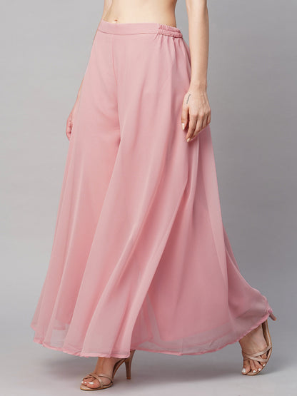 Women’s Freesize Georgette Flared Sharara Palazzo Pant with Lining