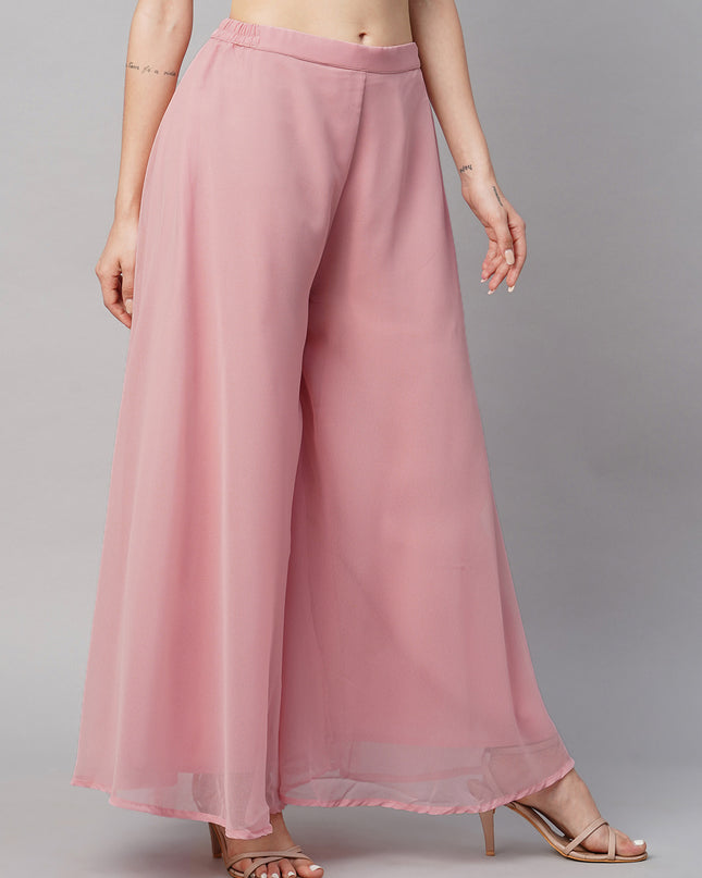 Women’s Freesize Georgette Flared Sharara Palazzo Pant with Lining
