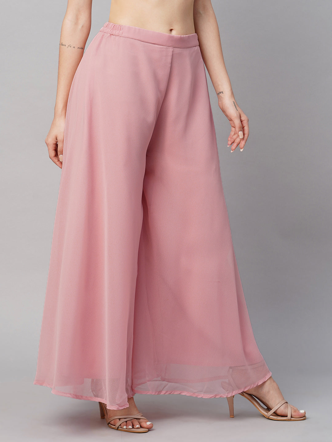 Women’s Freesize Georgette Flared Sharara Palazzo Pant with Lining