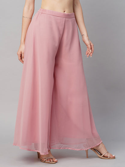 Women’s Freesize Georgette Flared Sharara Palazzo Pant with Lining