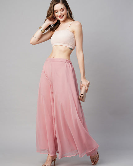 Women’s Freesize Georgette Flared Sharara Palazzo Pant with Lining
