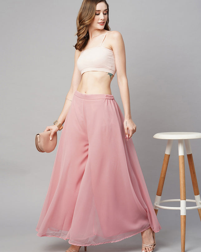 Women’s Freesize Georgette Flared Sharara Palazzo Pant with Lining