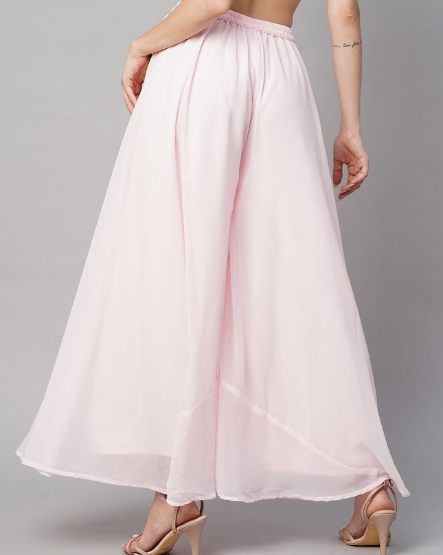 Women’s Freesize Georgette Flared Sharara Palazzo Pant with Lining