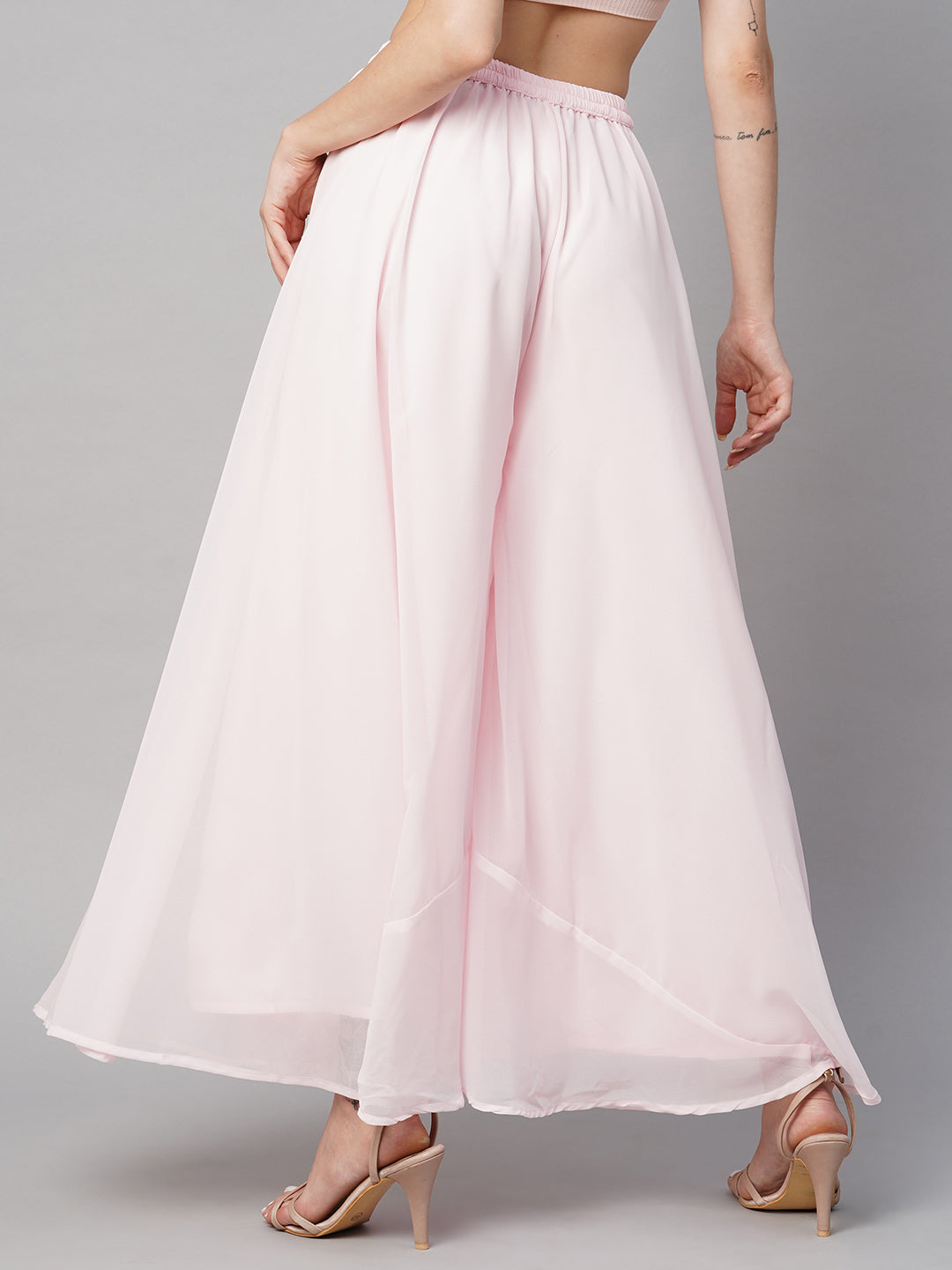 Women’s Freesize Georgette Flared Sharara Palazzo Pant with Lining