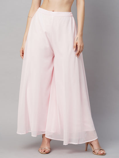 Women’s Freesize Georgette Flared Sharara Palazzo Pant with Lining