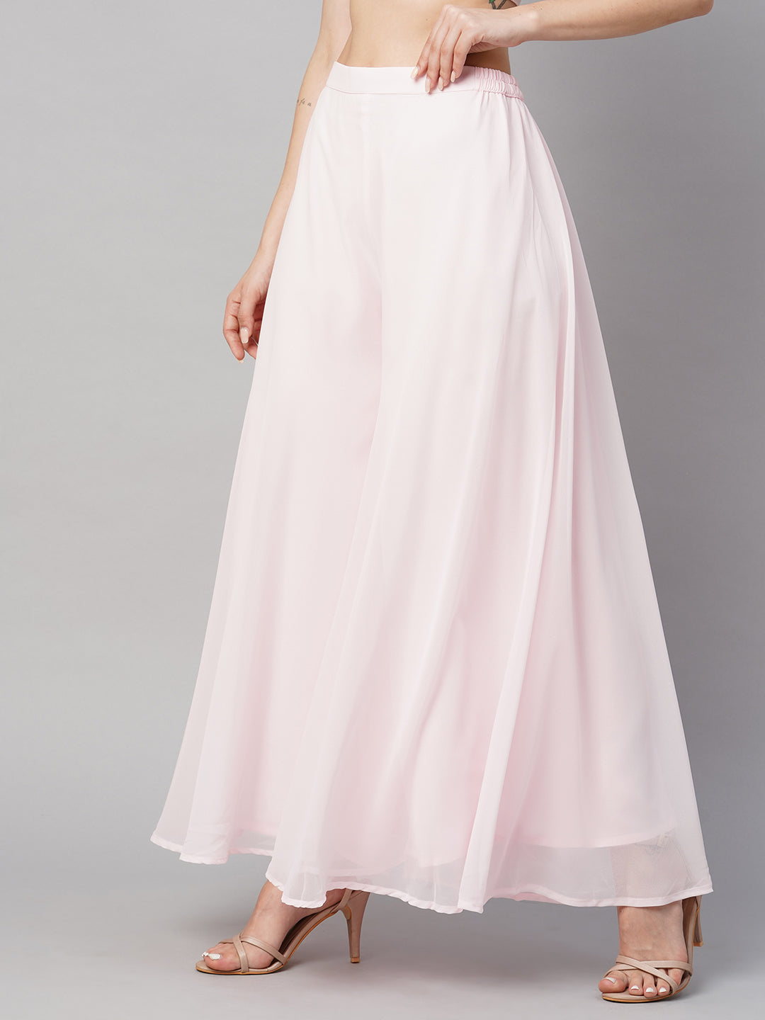 Women’s Freesize Georgette Flared Sharara Palazzo Pant with Lining