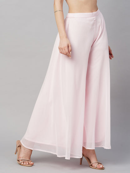 Women’s Freesize Georgette Flared Sharara Palazzo Pant with Lining