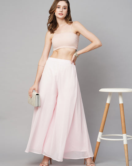 Women’s Freesize Georgette Flared Sharara Palazzo Pant with Lining