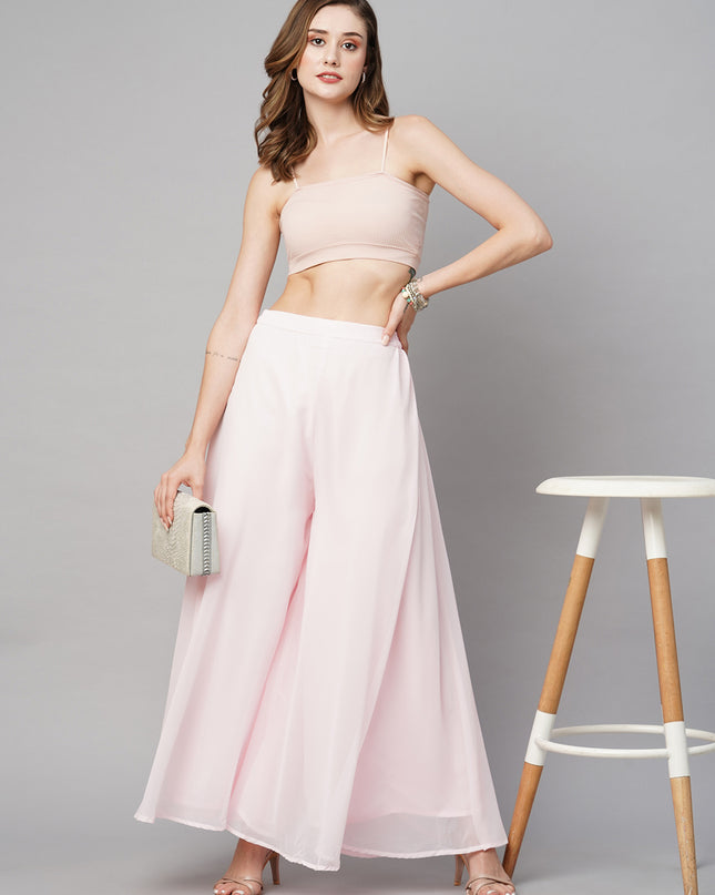 Women’s Freesize Georgette Flared Sharara Palazzo Pant with Lining