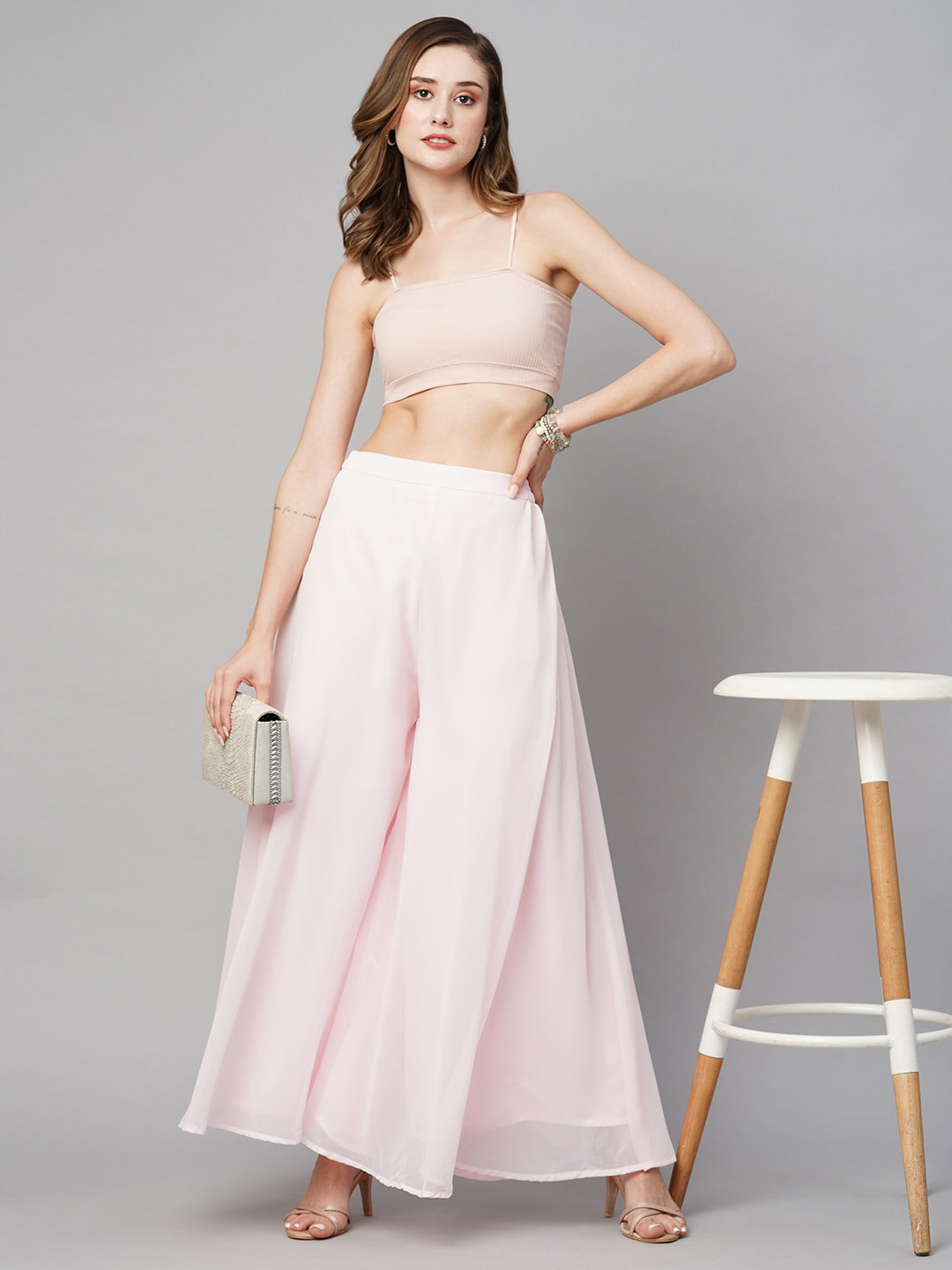 Women’s Freesize Georgette Flared Sharara Palazzo Pant with Lining