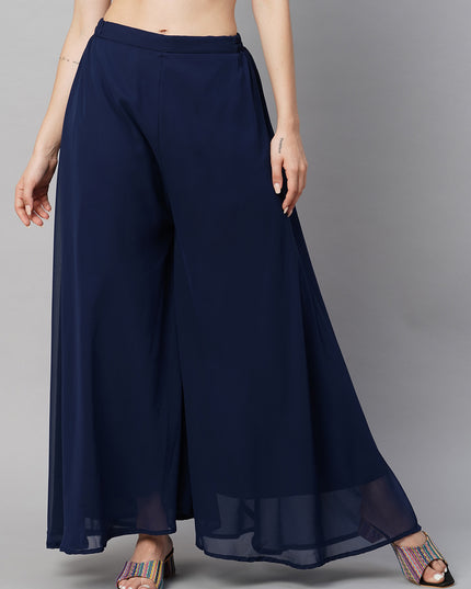 Women’s Freesize Georgette Flared Sharara Palazzo Pant with Lining