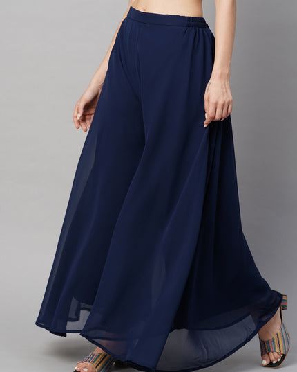 Women’s Freesize Georgette Flared Sharara Palazzo Pant with Lining