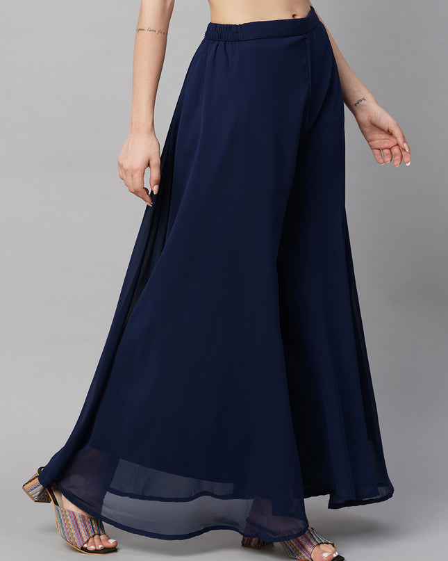 Women’s Freesize Georgette Flared Sharara Palazzo Pant with Lining
