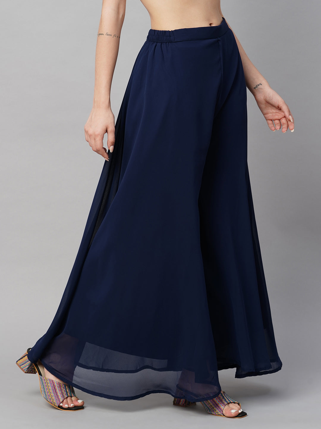 Women’s Freesize Georgette Flared Sharara Palazzo Pant with Lining