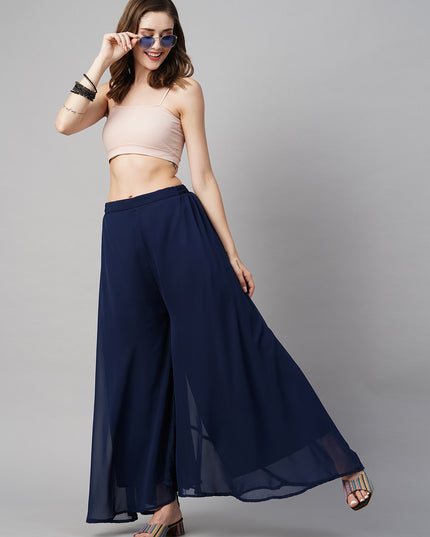 Women’s Freesize Georgette Flared Sharara Palazzo Pant with Lining