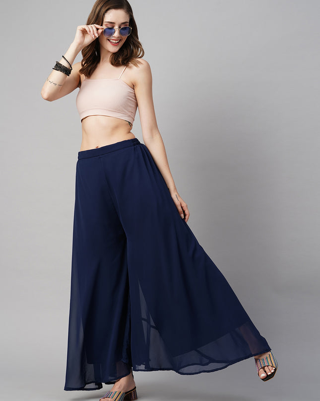 Women’s Freesize Georgette Flared Sharara Palazzo Pant with Lining