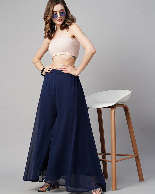 Women’s Freesize Georgette Flared Sharara Palazzo Pant with Lining