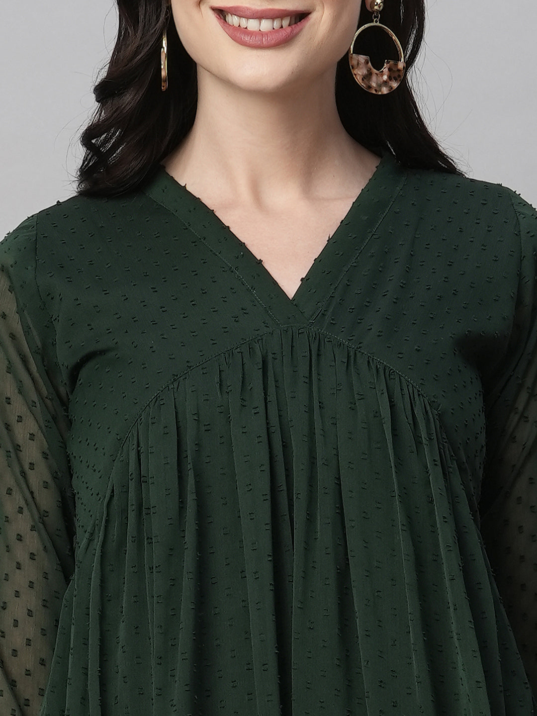 RATAN Women's Chiffon Self Design Flared Kurta