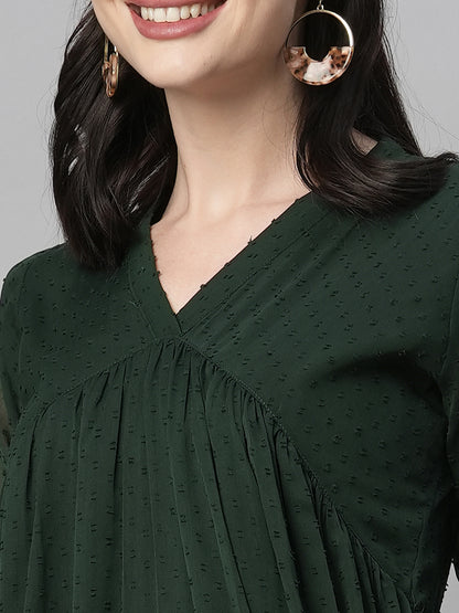 RATAN Women's Chiffon Self Design Flared Kurta