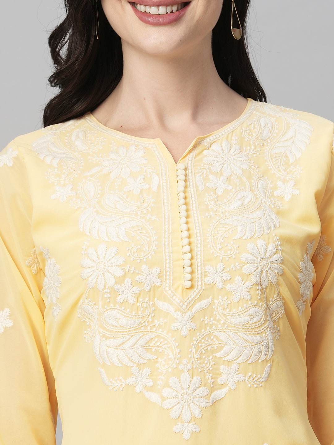 Women's Georgette Straight Lucknowi Chikankari Ethinic Wear Kurta