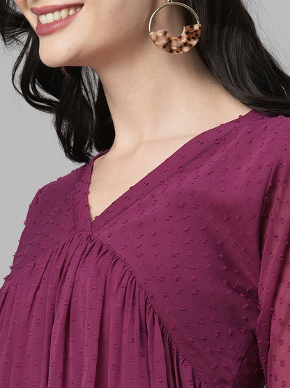 RATAN Women's Chiffon Self Design Flared Kurta