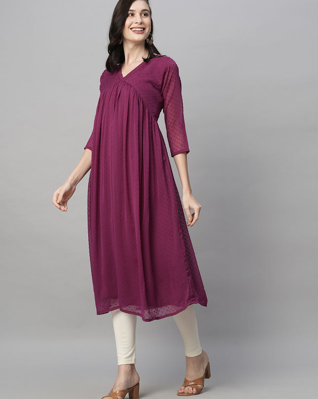 Chiffon Self Design Flared Kurta