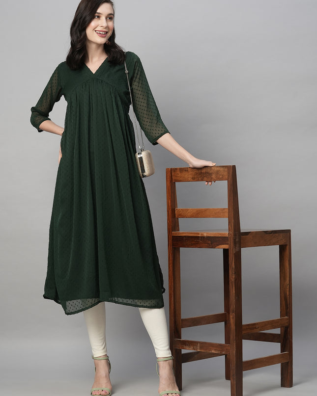 Chiffon Self Design Flared Kurta