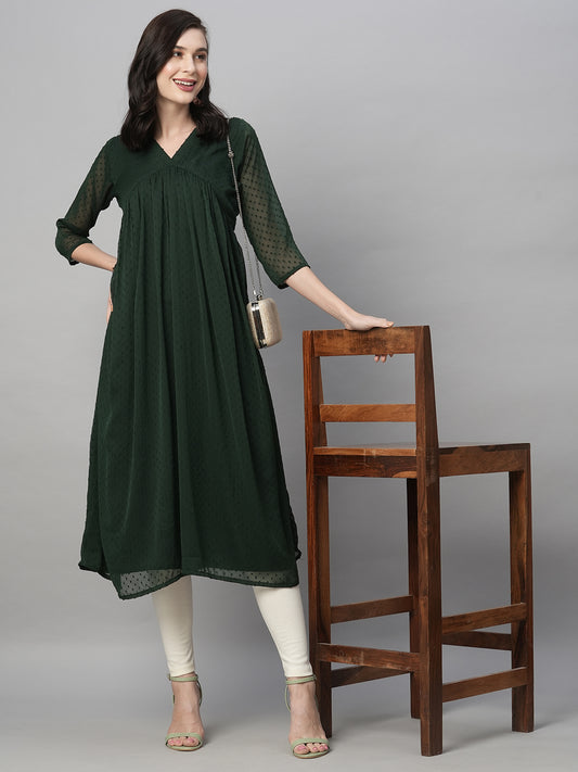 Chiffon Self Design Flared Kurta