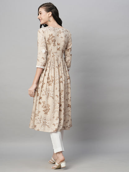 Rayon Printed Anarkali Lucknowi Chikankari Ethnic Wear Kurta