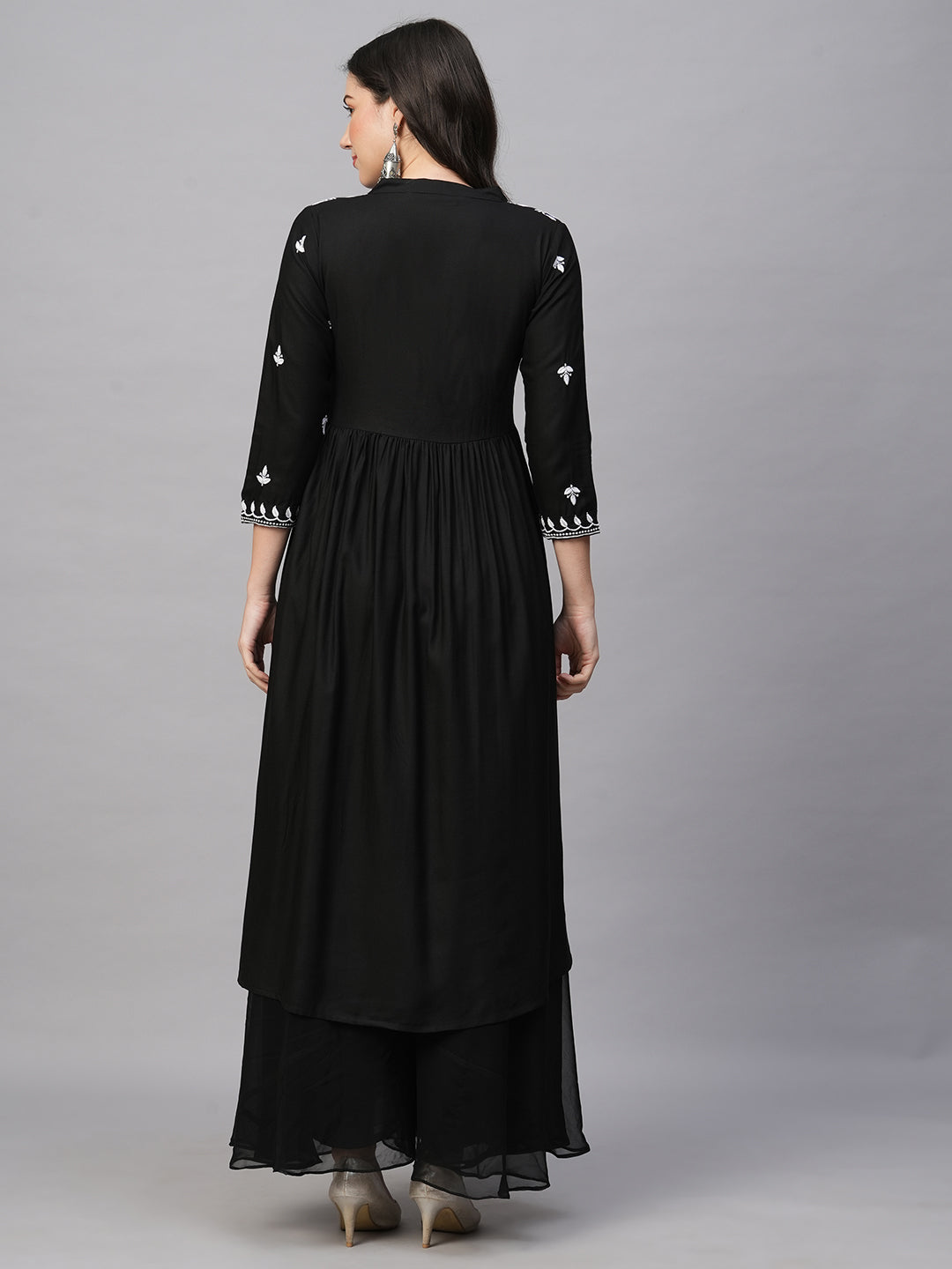 Women's Rayon Anarkali Lucknowi Chikankari Ethnic Wear Kurta