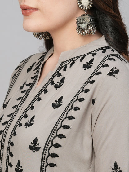 Women's Rayon Anarkali Lucknowi Chikankari Ethnic Wear Kurta