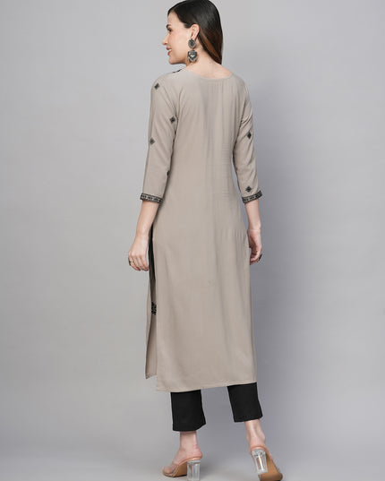 Rayon Straight Lucknowi Chikankari Ethnic Wear Kurta