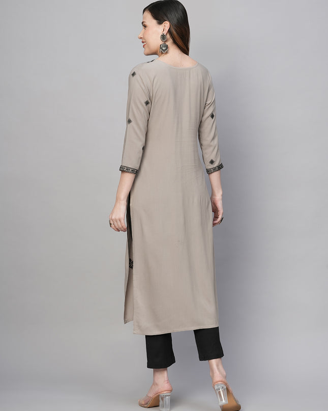 Rayon Straight Lucknowi Chikankari Ethnic Wear Kurta