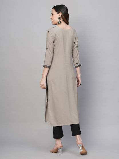 Rayon Straight Lucknowi Chikankari Ethnic Wear Kurta