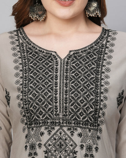 Rayon Straight Lucknowi Chikankari Ethnic Wear Kurta