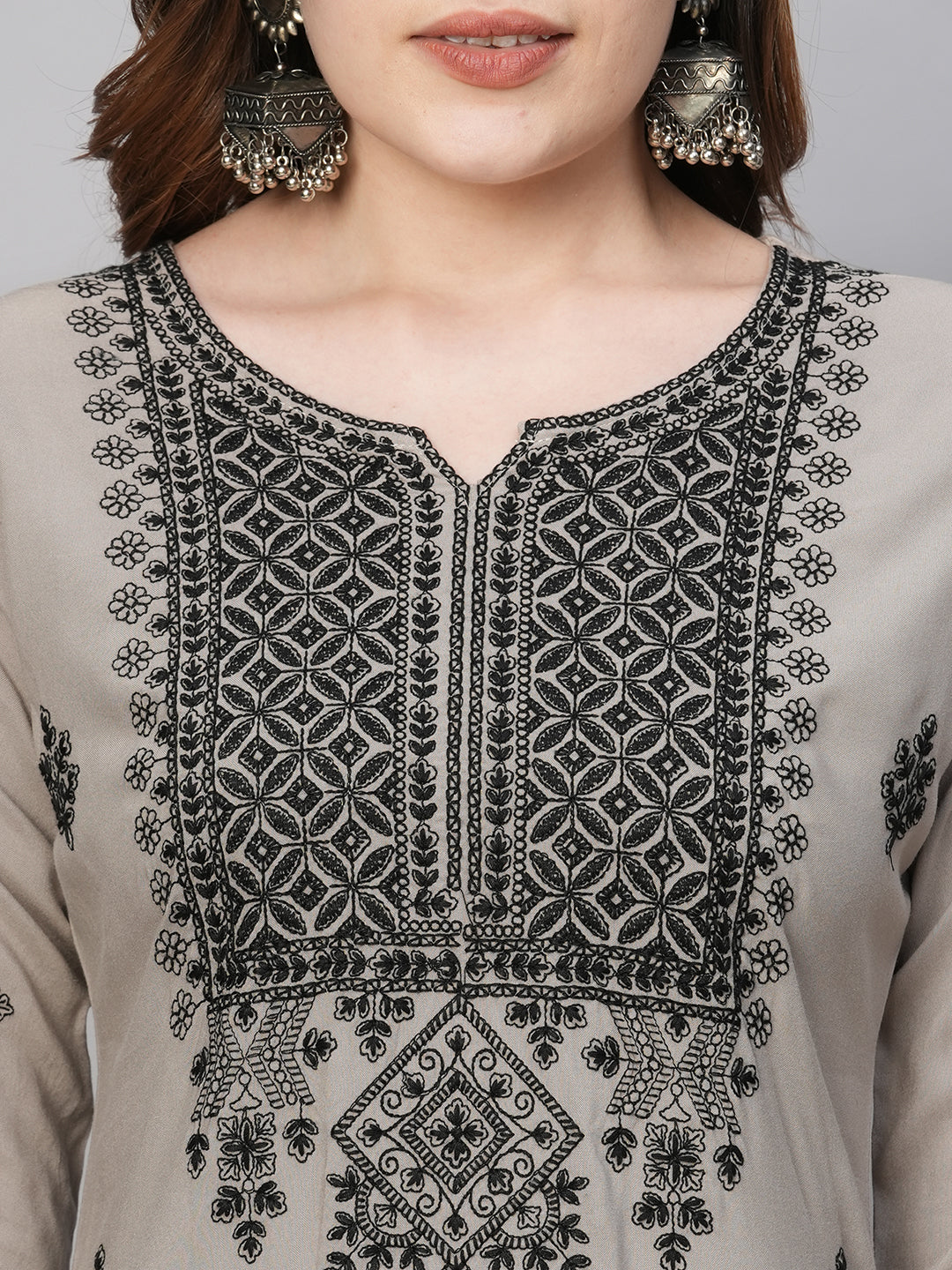 Rayon Straight Lucknowi Chikankari Ethnic Wear Kurta