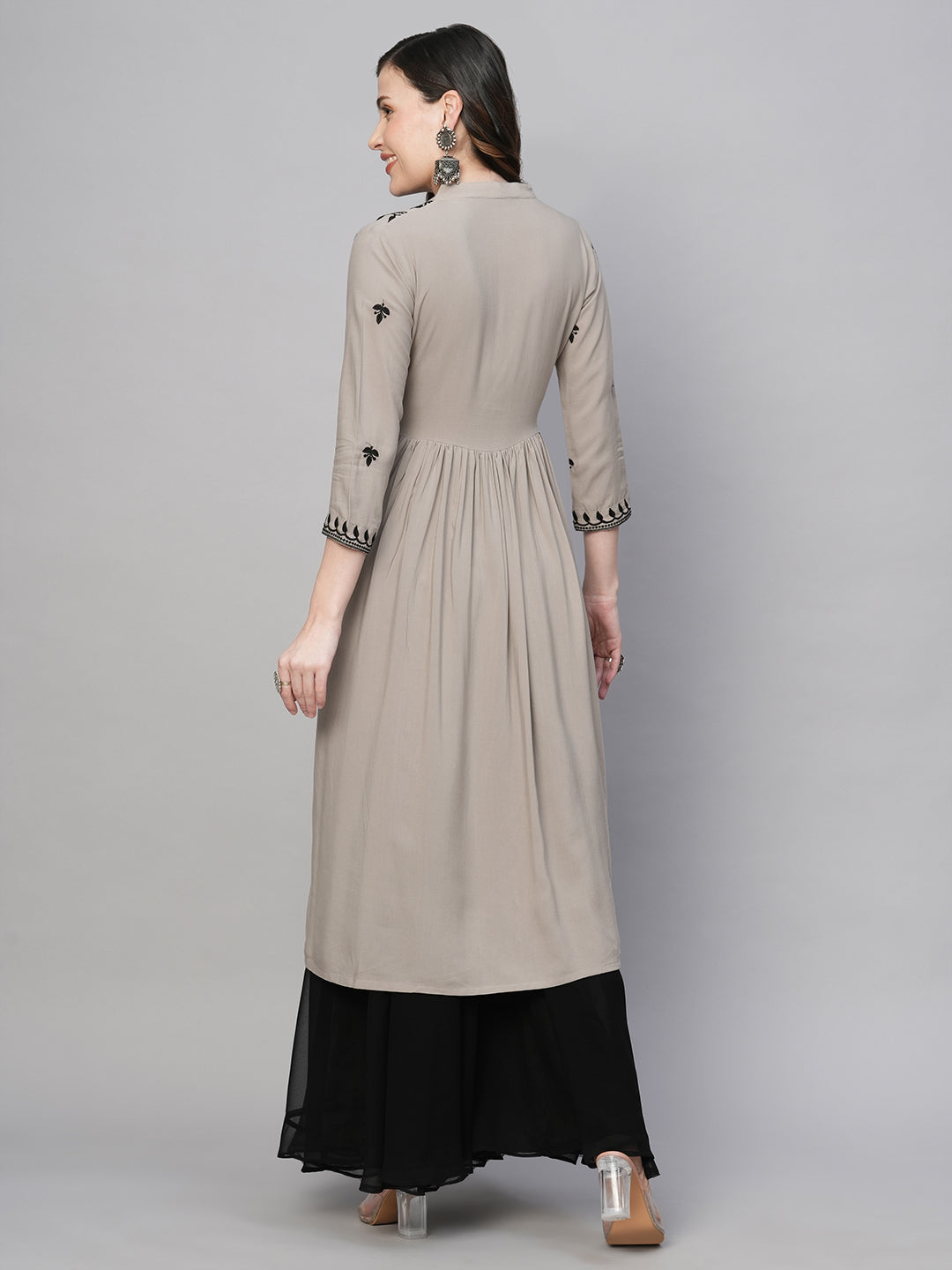 RATAN Women's Rayon Anarkali Lucknowi Chikankari Ethnic Wear Kurta