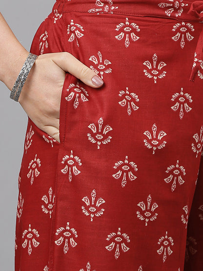 Women's Cotton Printed Loose Fit Flared Wide Leg Palazzo Pants