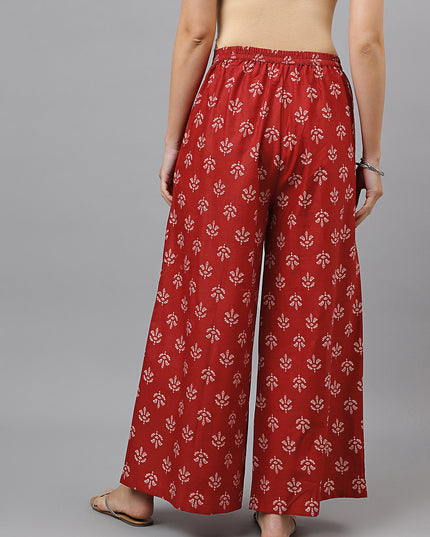 Women's Cotton Printed Loose Fit Flared Wide Leg Palazzo Pants