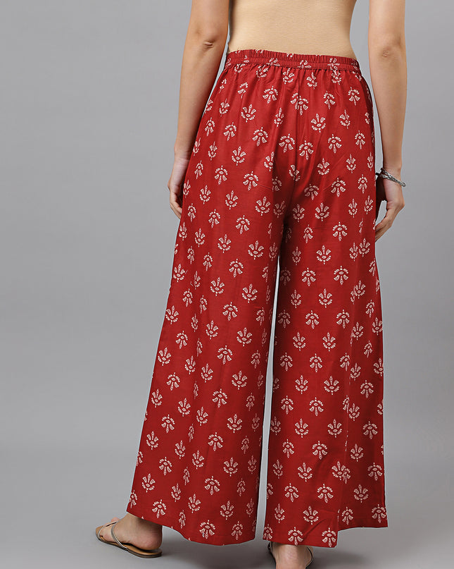 Women's Cotton Printed Loose Fit Flared Wide Leg Palazzo Pants
