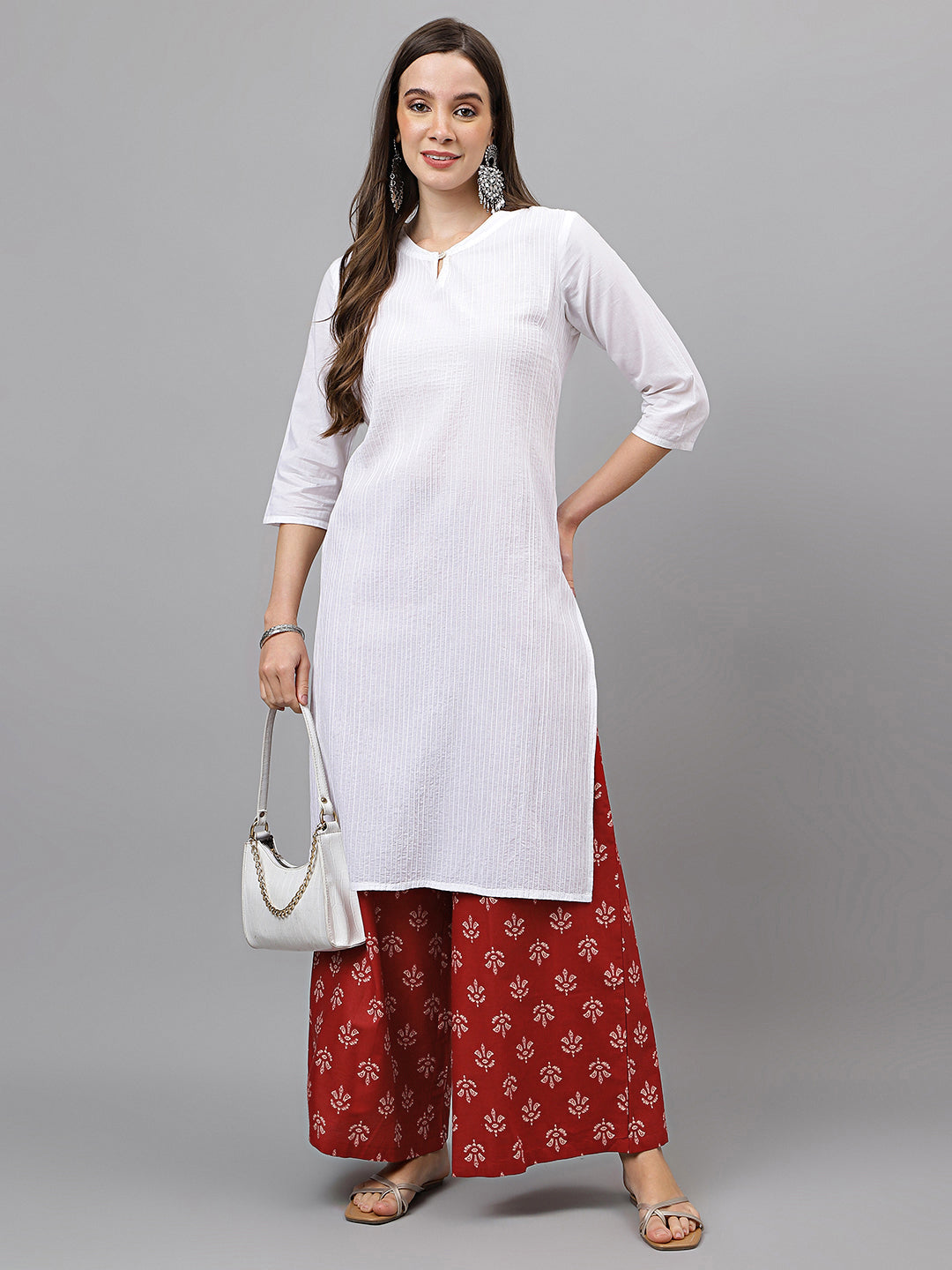 Women's Cotton Printed Loose Fit Flared Wide Leg Palazzo Pants