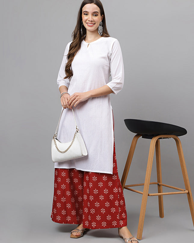 Women's Cotton Printed Loose Fit Flared Wide Leg Palazzo Pants