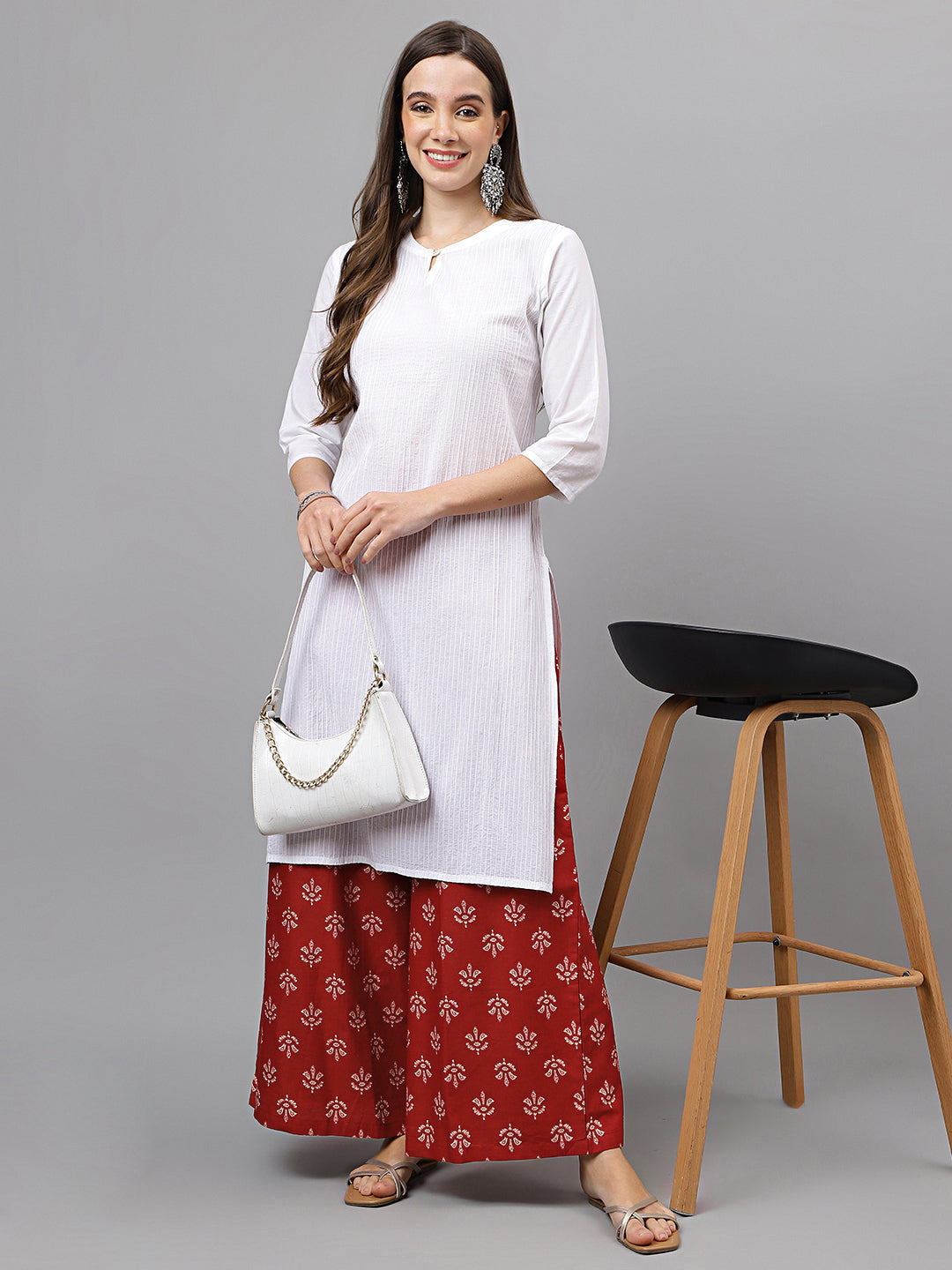 Women's Cotton Printed Loose Fit Flared Wide Leg Palazzo Pants