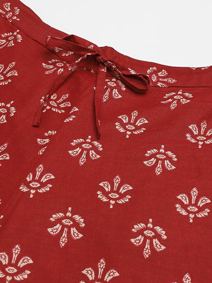 Women's Cotton Printed Loose Fit Flared Wide Leg Palazzo Pants
