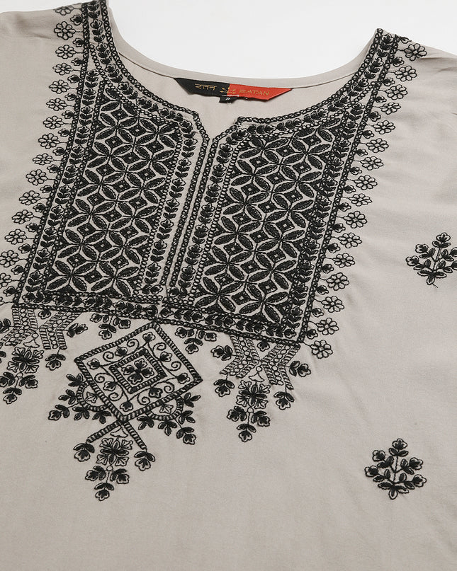 Rayon Straight Lucknowi Chikankari Ethnic Wear Kurta