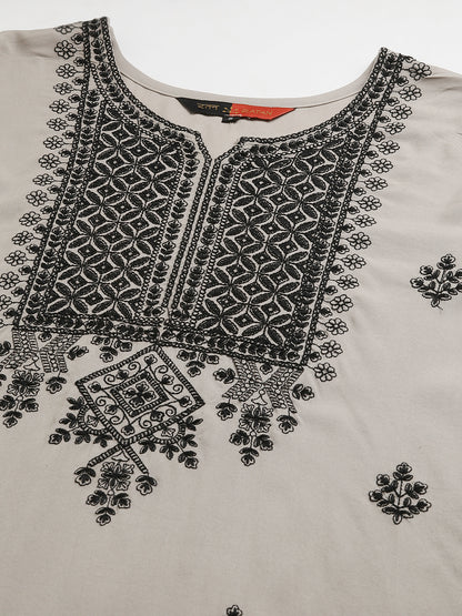 Rayon Straight Lucknowi Chikankari Ethnic Wear Kurta