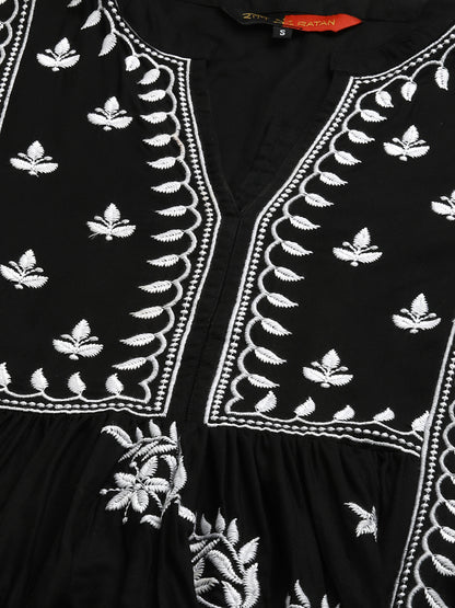 RATAN Women's Rayon Anarkali Lucknowi Chikankari Ethnic Wear Kurta