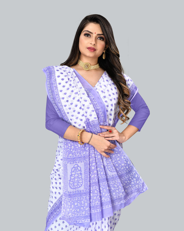 Pure Cotton Printed Mulmul Saree for Women without Blouse Piece