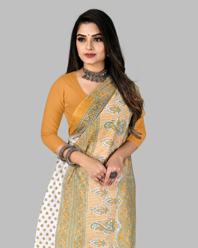 Pure Cotton Printed Mulmul Saree for Women without Blouse Piece